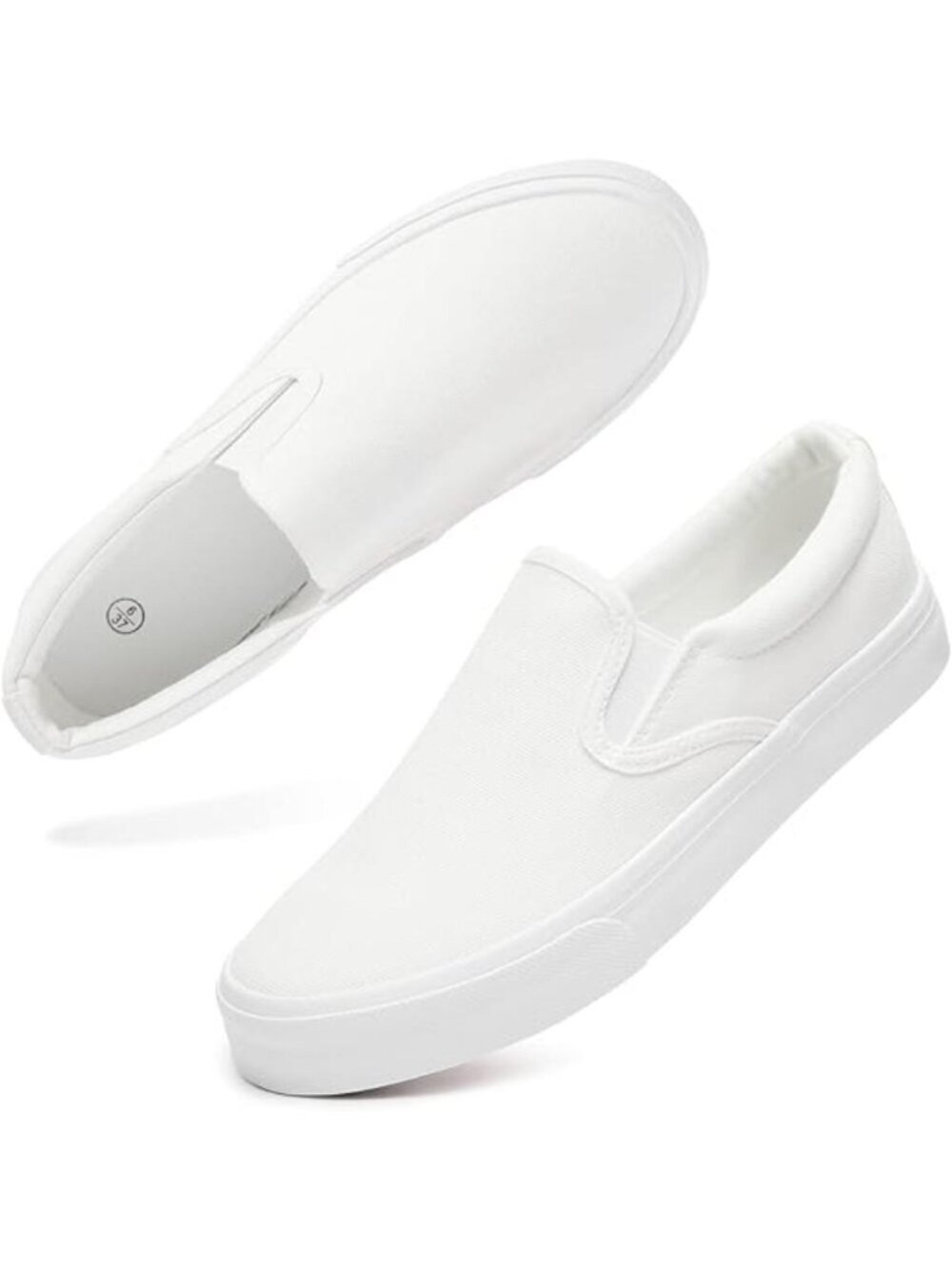 Women's White Mono Slip on Shoes Canvas Sneakers Loafers Non Slip Shoes Rubber